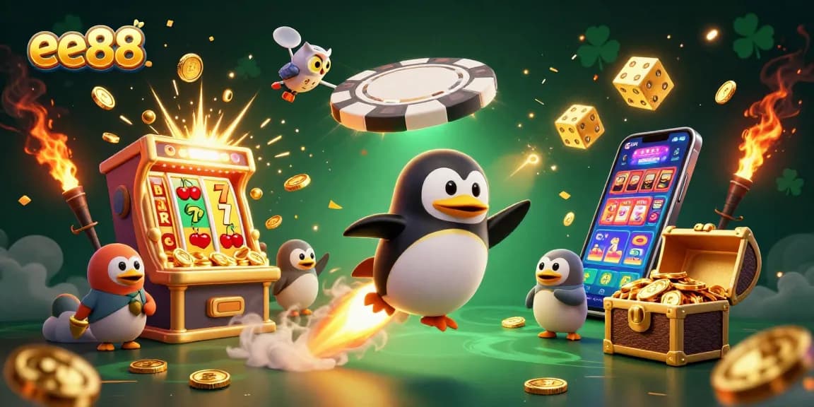 Experience thrilling casino adventures with ee88's vibrant characters and jackpot celebrations amidst a dynamic game display.