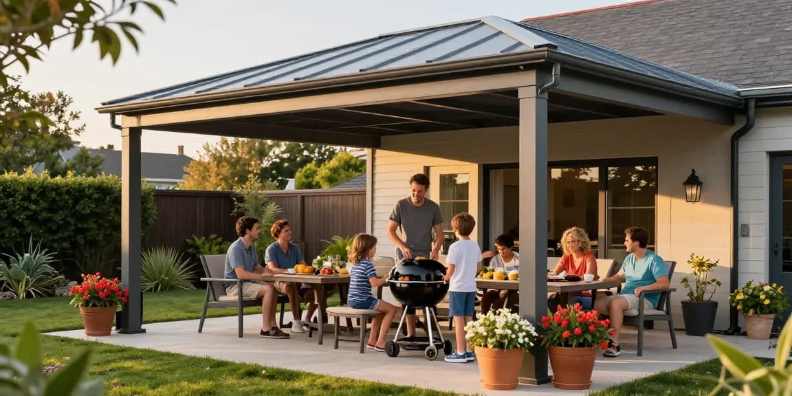 Schöne Terrassenüberdachungen bieten Schutz und Stil für Gartenpartys.