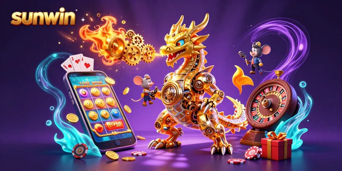 Experience thrilling gameplay at sunwin with a vibrant 3D dragon and engaging casino elements.