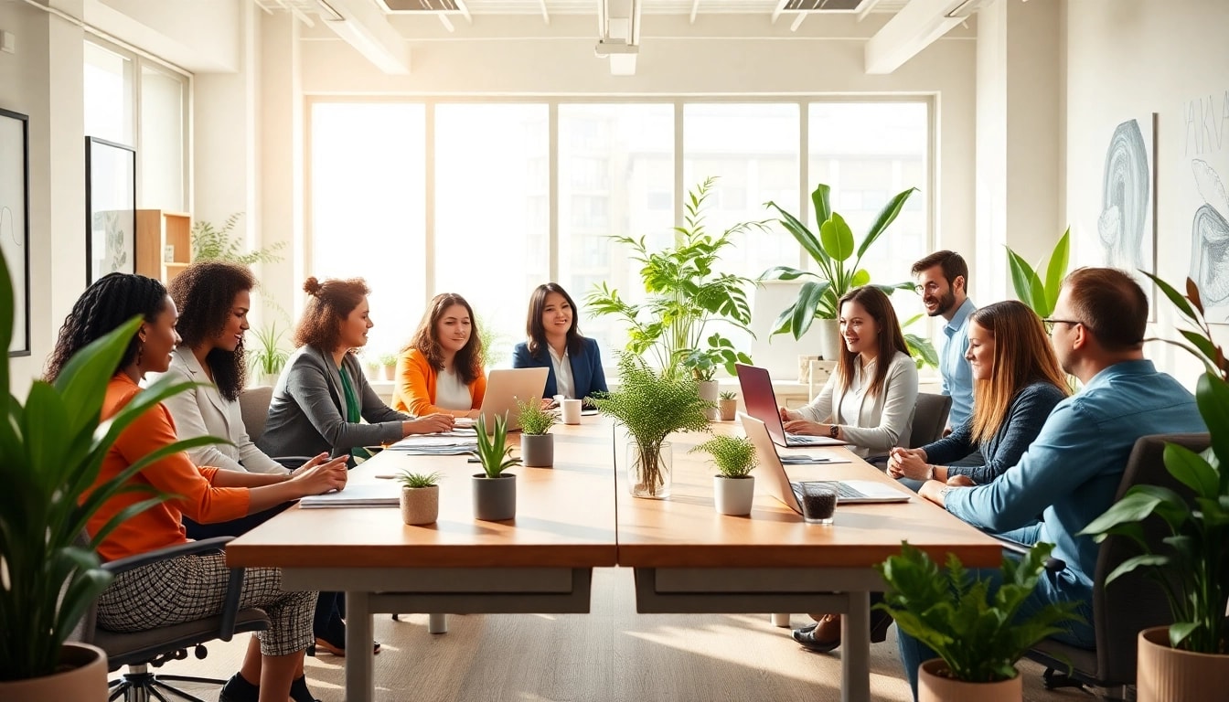 Fostering mental health awareness in a collaborative workspace with diverse individuals working together.