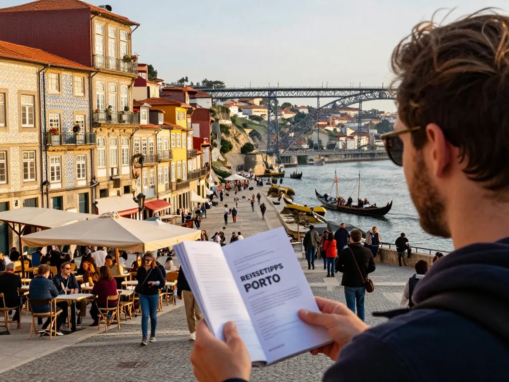 Reisetipps Porto hebt Reisenden hervor, die die bunten Straßen erkunden, Livraria Lello im Blick.