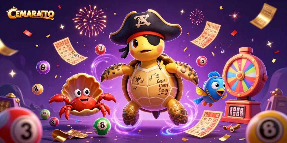 Engage with CEMARATOTO's exciting lottery-themed scene featuring vibrant prizes and dynamic elements.