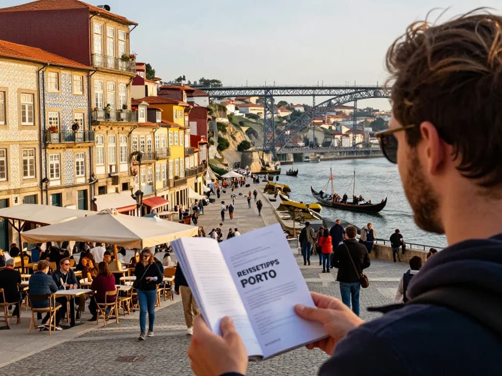 Reisetipps Porto hebt Reisenden hervor, die die bunten Straßen erkunden, Livraria Lello im Blick.