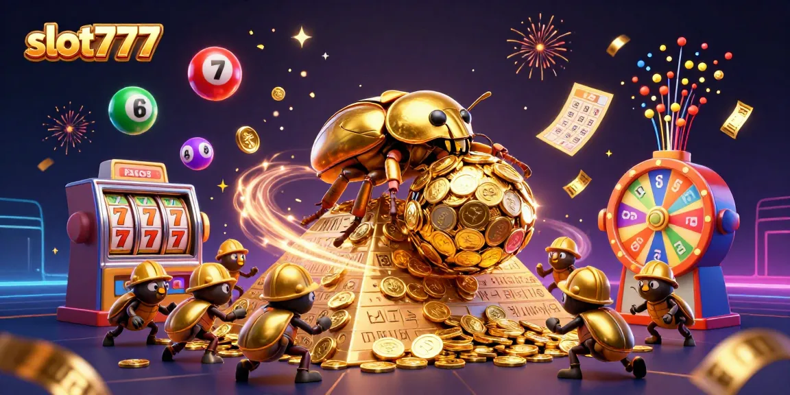 Experience the excitement of slot777 with golden gambling elements and vibrant casino symbols.
