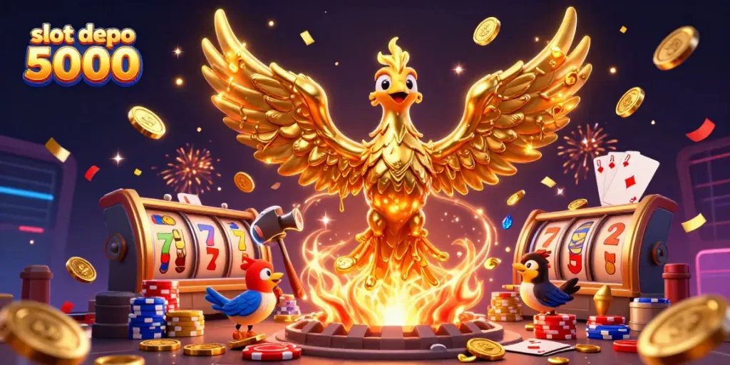 Experience the thrill of slot depo 5000 with molten gold phoenix, exciting games, and vibrant casino atmosphere.
