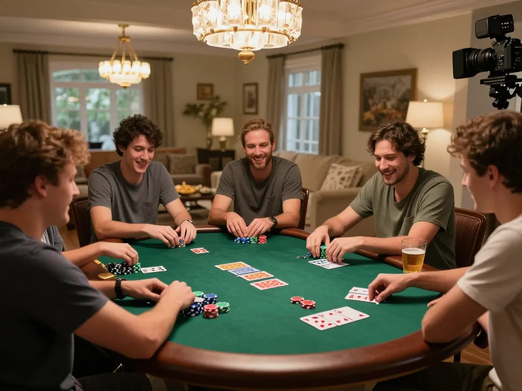 Players enjoying a lively poker game at home, emphasizing social interaction and gaming strategies at https://lc88.it.com/.