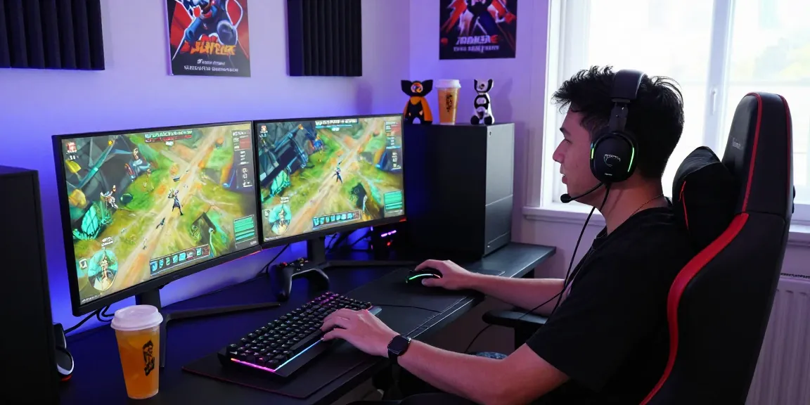 FAFA828 gaming setup scene with vibrant monitors and immersive gear.