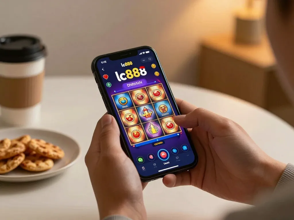 Playing slot games on the app lc88 for exciting online gambling experience.