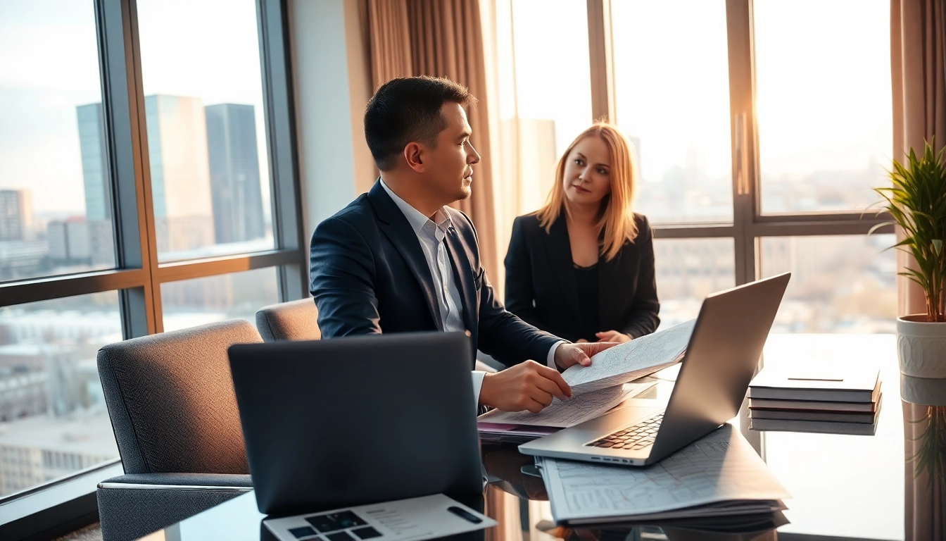Immobilienmakler Frankfurt Dornbusch in einem modernen Büro bei der Kundenberatung.