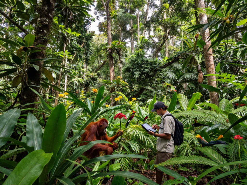 Explore Indonesia's biodiversity with rokok88 showcasing vibrant rainforest flora and wildlife.