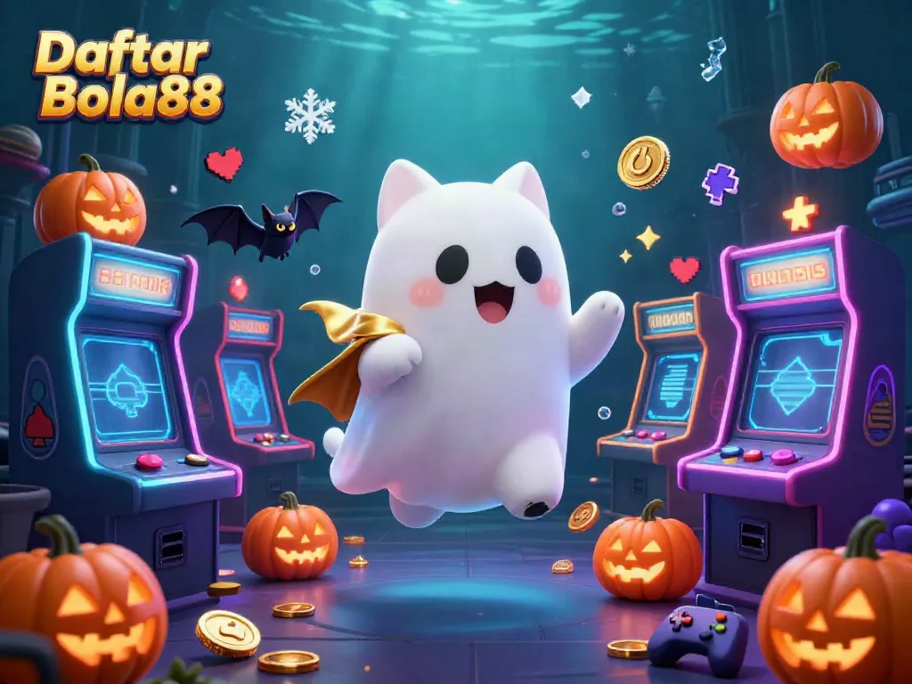 Experience thrilling adventures with Daftar Bola88 featuring a ghost cat and vampire bat in a haunted casino.