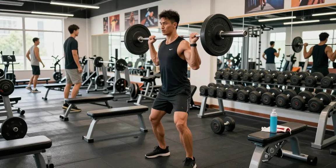 Anabolika Shop scene with bodybuilder lifting weights in a vibrant gym, showcasing strength and dedication.