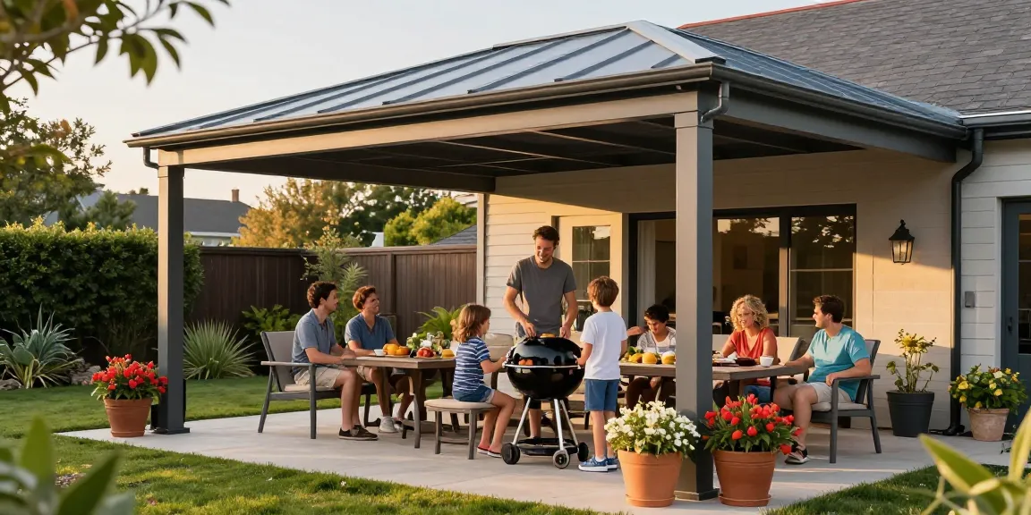 Schöne Terrassenüberdachungen bieten Schutz und Stil für Gartenpartys.