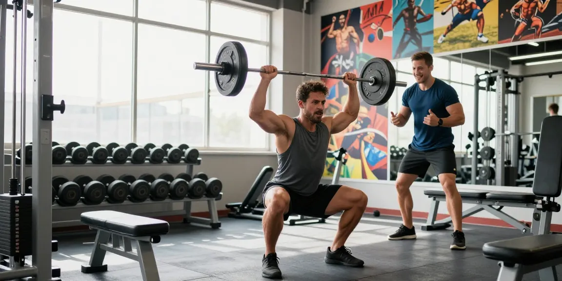 Anabolika Shop, der einen engagierten Athleten zeigt, der Steroide in einer lebhaften Fitnessumgebung mit Gewichten injiziert.