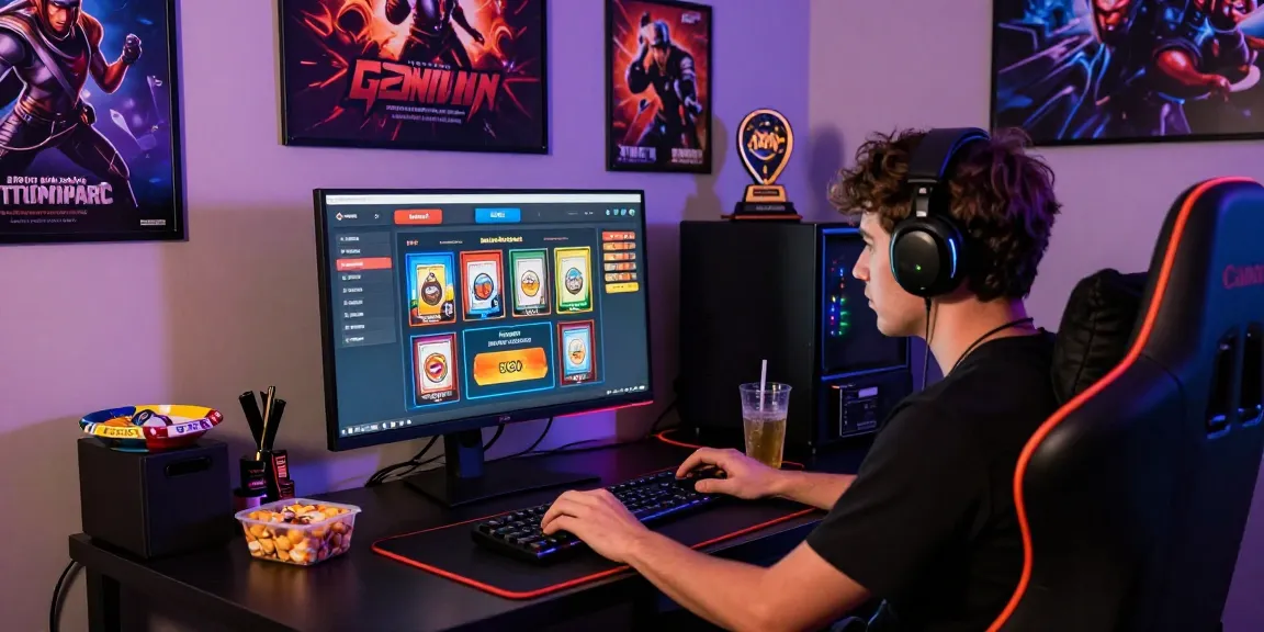 Engaged gamer enjoying card games at https://gemwin.pics/ in a vibrant gaming room atmosphere.