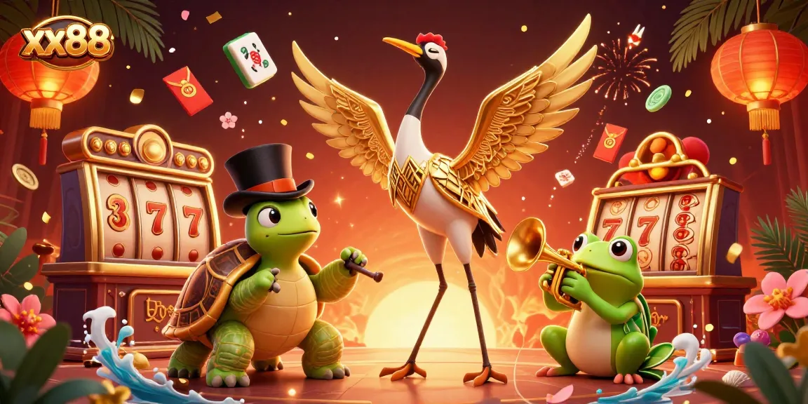 Experience vibrant gaming action at xx88 with colorful slot reels, winning prospects, and lively characters.