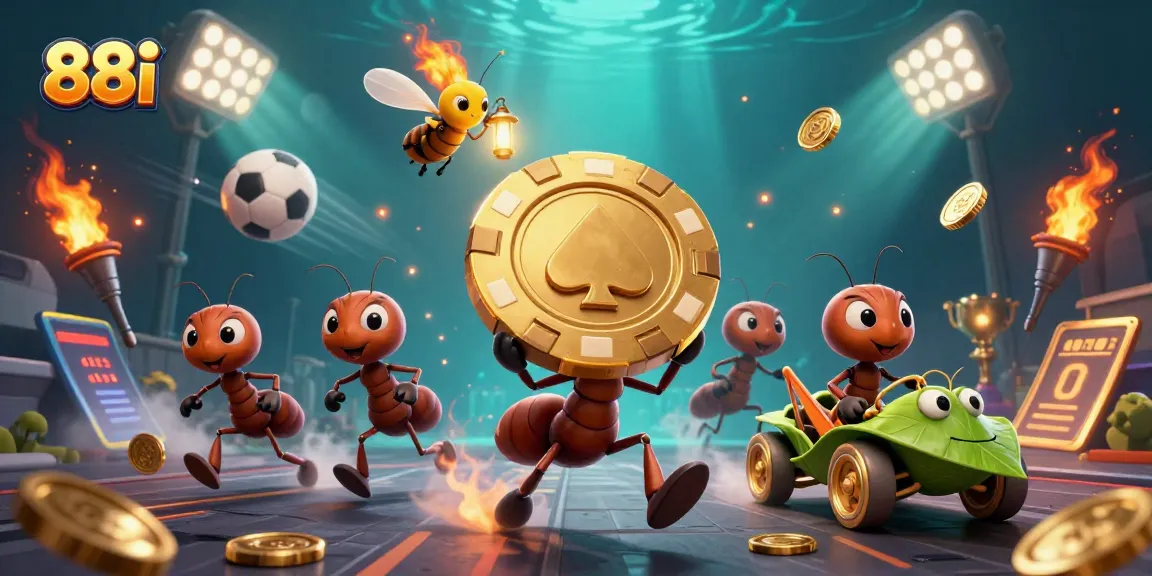 Engage with thrilling 88i sports betting adventures through a whimsical heist scene with ants and gold!